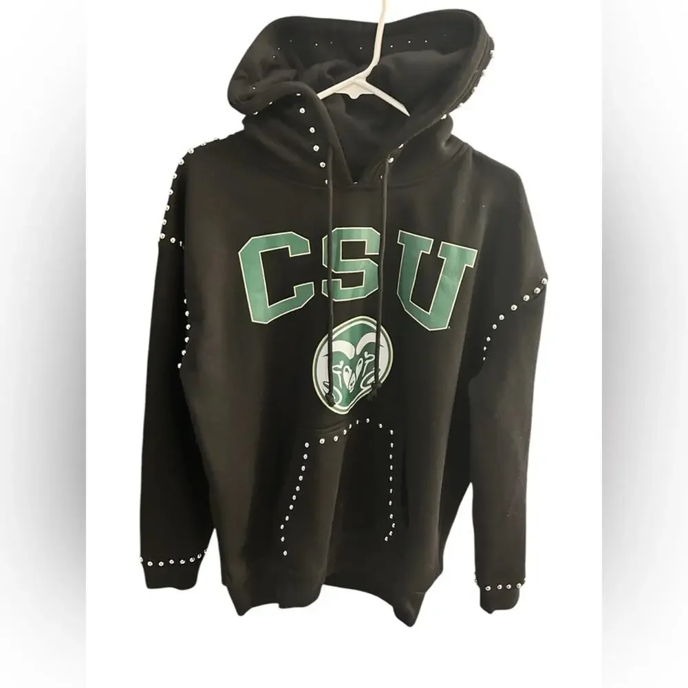 Colorado State Rams Gameday Couture Women's Studded Pullover Hoodie - Black - Picture 3 of 3